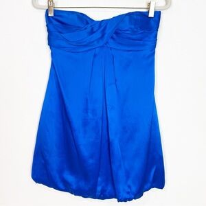 CACHE BLUE SILK STRAPLESS PARTY FORMAL PROM COCKTAIL DRESS WOMENS SZ 4